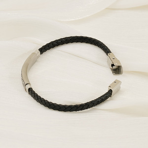 Zogxin <b>Leather</b> <b>Bracelet</b> Stainless Steel Geometric Pattern Unisex Gift Jewelry - Product Image 3