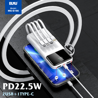 Batterie externe portable Buku 30000 mAh avec 4 câbles intégrés, charge rapide PD22.5W, idéale pour l'extérieur - Prix de gros
