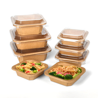 Nouvelle conception de boîte à salade rectangulaire jetable, compostable, biodégradable, écologique, à paroi simple, en papier kraft octogonal