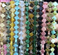 Perles en vrac de pierres précieuses naturelles en forme de trèfle à quatre feuilles, 8 mm, Malachite et Turquoise porte-bonheur, pour la fabrication de bijoux DIY, bracelets, vente en gros