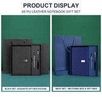 Ensemble cadeau de bloc-notes en cuir PU A5, papeterie de bureau, cadeau d'affaires avec recharge de stylo, boîte cadeau et sac, logo personnalisé