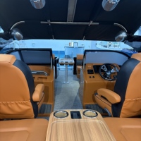 Bateau ponton en fibre de verre certifié CE de 22 pieds, yacht de luxe sportif 2026 pour les loisirs en famille