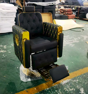 เก้าอี้ตัดผมปรับเอนและยกได้ หุ้มหนังสังเคราะห์ ดีไซน์ทันสมัย สำหรับร้านตัดผมชาย - Product Image 1