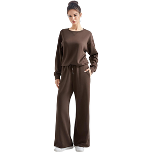 Conjunto Deportivo de Dos Piezas para Mujer, Transpirable, para Invierno, Sudadera con Capucha Holgada y Pantalones de Felpa - Product Image 2