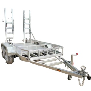 Remorque à plateau pour excavatrice 1t 2t galvanisée à deux essieux avec roues - Product Image 1