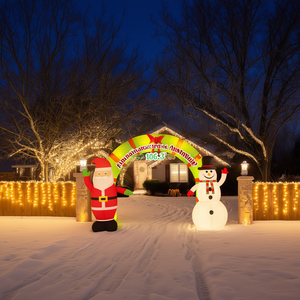 Arche de Noël LED gonflable 106,3 pouces avec Père Noël et Bonhomme de neige pour décoration de jardin extérieure et accent festif - Product Image 2