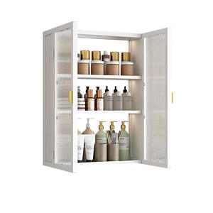 Étagère de Rangement Murale Sans Perçage en Acier Inoxydable, Armoire de Salle de Bain pour Cosmétiques avec Lavabo, <span class=keywords><strong>Meuble</strong></span> Haut de Salle de Bain - Product Image 5