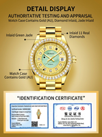 Montre automatique mécanique de luxe pour femme Ferhmen F6600 en acier inoxydable avec cadran vert MOP, diamants et verre saphir
