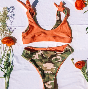 Sexy deux pièces vintage taille haute modestes maillots de bain pour femmes - Product Image 2
