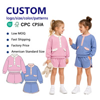 Conjunto de Top de Manga Larga y Pantalones Cortos para Niñas al por Mayor, Conjunto de Top de Cuello Redondo y Pantalones Cortos para Niñas, Atuendo de Manga Larga para la Escuela, Deportes y Gimnasio