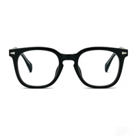 Gafas de Montura Completa Negras Brillantes TR90 de Moda, Estilo Retro Americano, Monturas Ópticas que Adelgazan el Rostro, Diseño Cuadrado Ligero Unisex