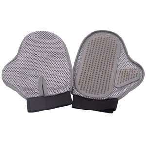 Gants de toilettage pour animaux de compagnie Sld, gris, en TPR et métal, pour chiens et chats, 23x18,1x2,2 cm - Product Image 4