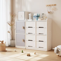 Armoire de rangement modulaire pour enfants à 4 colonnes, en plastique, avec portes double face, pour l'organisation complète de la chambre d'enfant