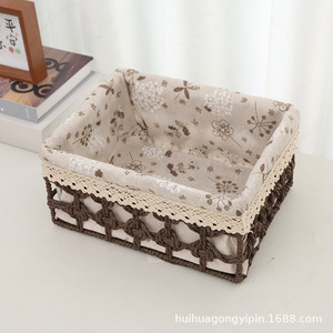 Cesta de almacenamiento de escritorio de imitación de ratán personalizada, cesta organizadora de productos para el cuidado de la piel, cesta de almacenamiento de artículos varios para escritorio. - Product Image 5