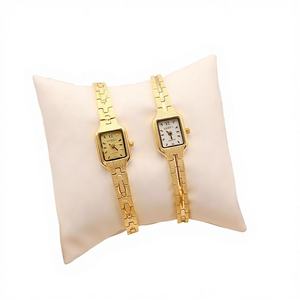 <b>Women's</b> Luxury <b>Vintage</b> Quartz Pointer <b>Watch</b> with Gold Strap Square Case Brass Alloy Small Dial - Product Image 2