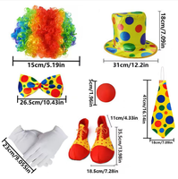 Ensemble d'accessoires de costume de clown PESENAR avec perruque arc-en-ciel, chapeau haut-de-forme à pois et chaussures de clown