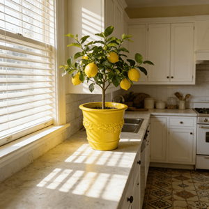 Pot de fleurs en céramique émaillée à motif elliptique gaufré de style américain, finition dégradée jaune lumineux, écologique, pour la maison et le jardin - Product Image 5