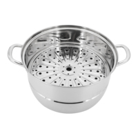 Marmite en acier inoxydable durable 12L marmite à couscous à vapeur en verre avec couvercle en métal pour soupe