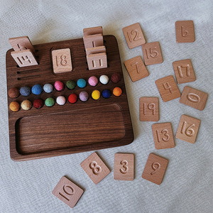 Tablero de Conteo Digital Montessori Australiano Hecho a Mano, Tablero de Madera Maciza de Nogal Negro y Haya, Juguete Educativo para Niños - Product Image 3