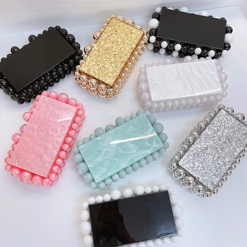 2023 high quality New acrylic ins pearl bag for women hand bags ladies luxury sequin clutch bag evening