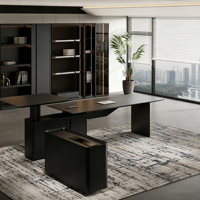 Scrivania moderna regolabile in altezza, elettrica, con mobiletto contenitore per ufficio