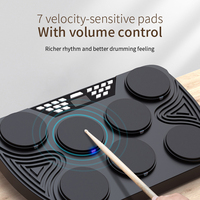 Batería Electrónica Portátil Konix Midi Digital de Silicona Multifuncional con Pad de Batería Sensible a la Fuerza y Doble Bocina para Jazz