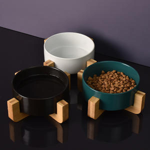 Atacado Eco-Friendly Western-Style Louça Cerâmica Preto <span class=keywords><strong>Pet</strong></span> <span class=keywords><strong>Bowls</strong></span> Double <span class=keywords><strong>Bowls</strong></span> Pets 'Wood Racks Salad <span class=keywords><strong>Bowls</strong></span> Cross-Border - Product Image 1