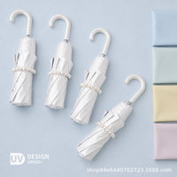Parapluie de soleil pliable en 3 sections, 8 baleines en acier, avec sac de rangement à chaîne de perles, protection UPF 50+, idéal pour les voyages, la mode et les cadeaux – Vente directe usine