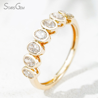 Anillo de Eternidad Starsgem de Oro Sólido de 14K con Diamante de Laboratorio de Corte Ovalado Engastado en Bisel