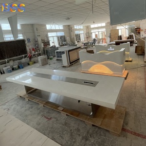 Phòng họp Bàn phòng họp bàn ý thiết kế hỗ trợ đá tùy chỉnh bằng đá cẩm thạch trắng văn phòng lớn Bàn hội nghị hiện đại - Product Image 5