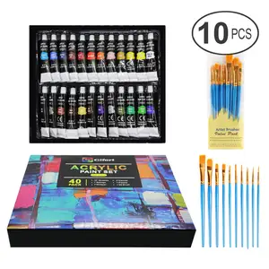 set of 24 vivid colors 22ml set for watercolor gouache acrylic painting set with brush for canvas glass rock