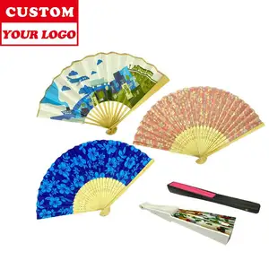 Wholesale Chinese Custom Bamboo Printed Fabric High Quantity Popular custom handheld fan