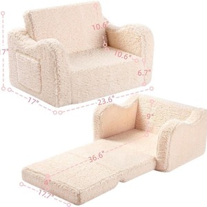 Fauteuil convertible pour enfants, design moderne, canapé pour tout-petits, canapé-lit 2-en-1 pliable pour enfants avec housse amovible - Product Image 4