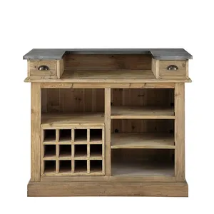 6276J Antik Zink Top Reclaimed Wood Getränkes chrank Schnaps schrank