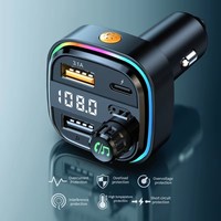 Kit de Cargador de Coche Dual USB TF de 7 Colores, Transmisor FM Inalámbrico Bluetooth, Modulador Estéreo Portátil, Carga Rápida (QC)