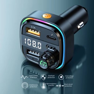 Kit de Cargador de Coche Dual USB TF de 7 Colores, Transmisor FM Inalámbrico Bluetooth, Modulador Estéreo Portátil, Carga Rápida (QC) - Product Image 1