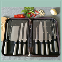 Couteau de cuisine professionnel 9 pièces avec étui Ensemble de couteaux de cuisine de luxe en acier inoxydable ondulé