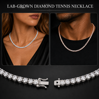 Laboratuvar Üretimi Elmas Tenis Kolyesi 925 Ayar Gümüş Hiphop Laboratuvar Elmas Tenis Zinciri 2mm 3mm 6mm Buzlu Küba Stili Unisex