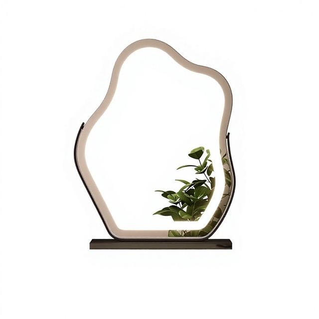 True HD Silver Metal Cloud Makeup Mirror Tabletop Vanity Smart Bedroom Home Commercial Use Simple Shaped