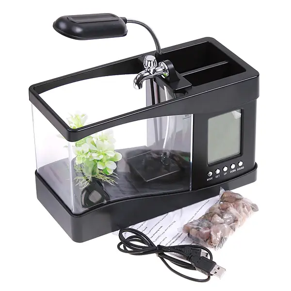 Nicro-aquarium de poissons, mini aquarium avec port usb, bureau, eau courante