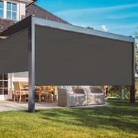 Stores à enroulement extérieurs coupe-vent avec fermeture éclair, protection contre la pluie et le soleil, dimensions personnalisées, télécommande disponible pour cour