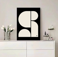 Décoration de table de bureau sans cadre, abstraite géométrique de luxe, tableau d'art noir et blanc, peinture moderne pour armoire d'entrée