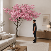 Grand arbre artificiel de cerisier en fleurs sur mesure |   Arbre de cerisier réaliste fait main pour la décoration intérieure des hôtels, des villas et des centres commerciaux