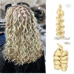 Extensions de tresses synthétiques pré-bouclées en vrac, style vague océanique, sans nœuds, effet bouclé, <span class=keywords><strong>pour</strong></span> tresses torsadées au crochet - Product Image 3