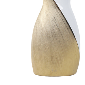Vaso in ceramica intrecciata bianco e oro, vaso decorativo moderno per soggiorno, decorazione da tavolo per la casa - Product Image 4