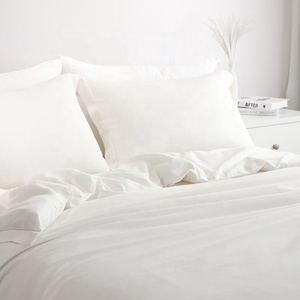 Vente en gros de housse de couette en coton biologique 100% percale, aspect lin, texturée, respirante, douce, ensemble de literie avec fermeture à boutons - Product Image 3