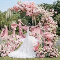 Lichtroze witte handgemaakte zijden kunstbloemen Koreaanse stijl gazon bruiloft decoratie gangpad arrangementen kunstmatige bloemen groen