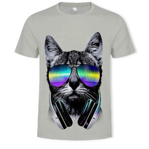 T-shirt pour <span class=keywords><strong>chat</strong></span> <span class=keywords><strong>Simon</strong></span>'s en vente chaude, personnalisé, mignon, imprimé en 3D avec un animal, en polyester/coton tricoté, confortable et élégant - Product Image 2