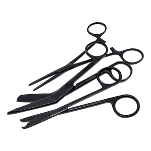 Ciseaux à pansements Lister, ensemble chirurgical 3 pièces, forceps hémostatique 4,5 po, forceps 5,5 po en acier inoxydable, manuel, certifié CE, classe médicale - Product Image 1