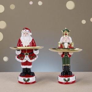 Redeco جديد إبداعي السيراميك كسارة البندق عيد الميلاد مع علبة معلمة ذهبية زخرفة سانتا كلوز تمثال للهدايا تزيين المنزل - Product Image 5